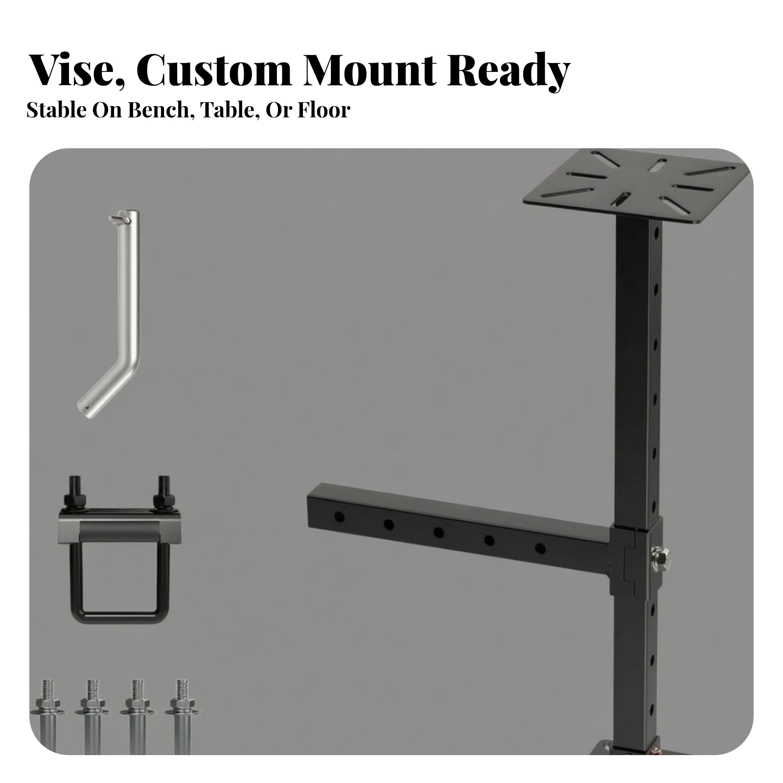 Hitch-Mounted Stand with Mounting Plate Heavy-Duty Receiver-Mounted Work Stand Receiver Hitch Mount Sturdy Bench Mount Rugged