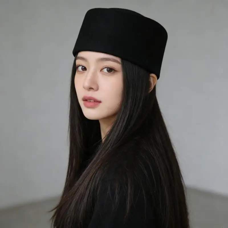 

C63C Античная шерстяная шляпа-котелок для женщин, круглый куполообразный цилиндр для различных случаев, для повседневного