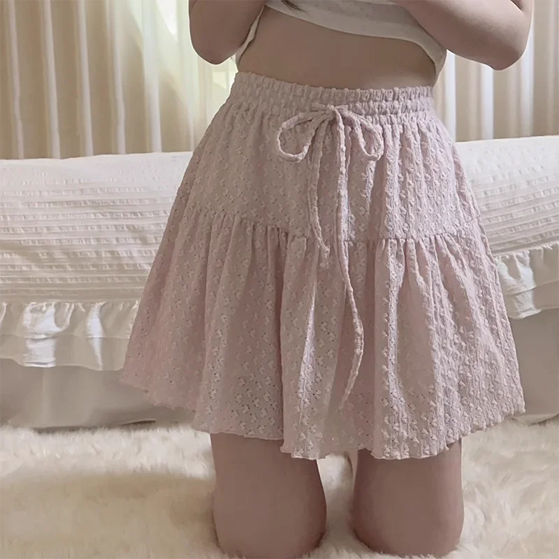 Pink Love Skirts Women Elastic Waist Cute Mini Skirt for Sweet Girls Kawaii Clothes