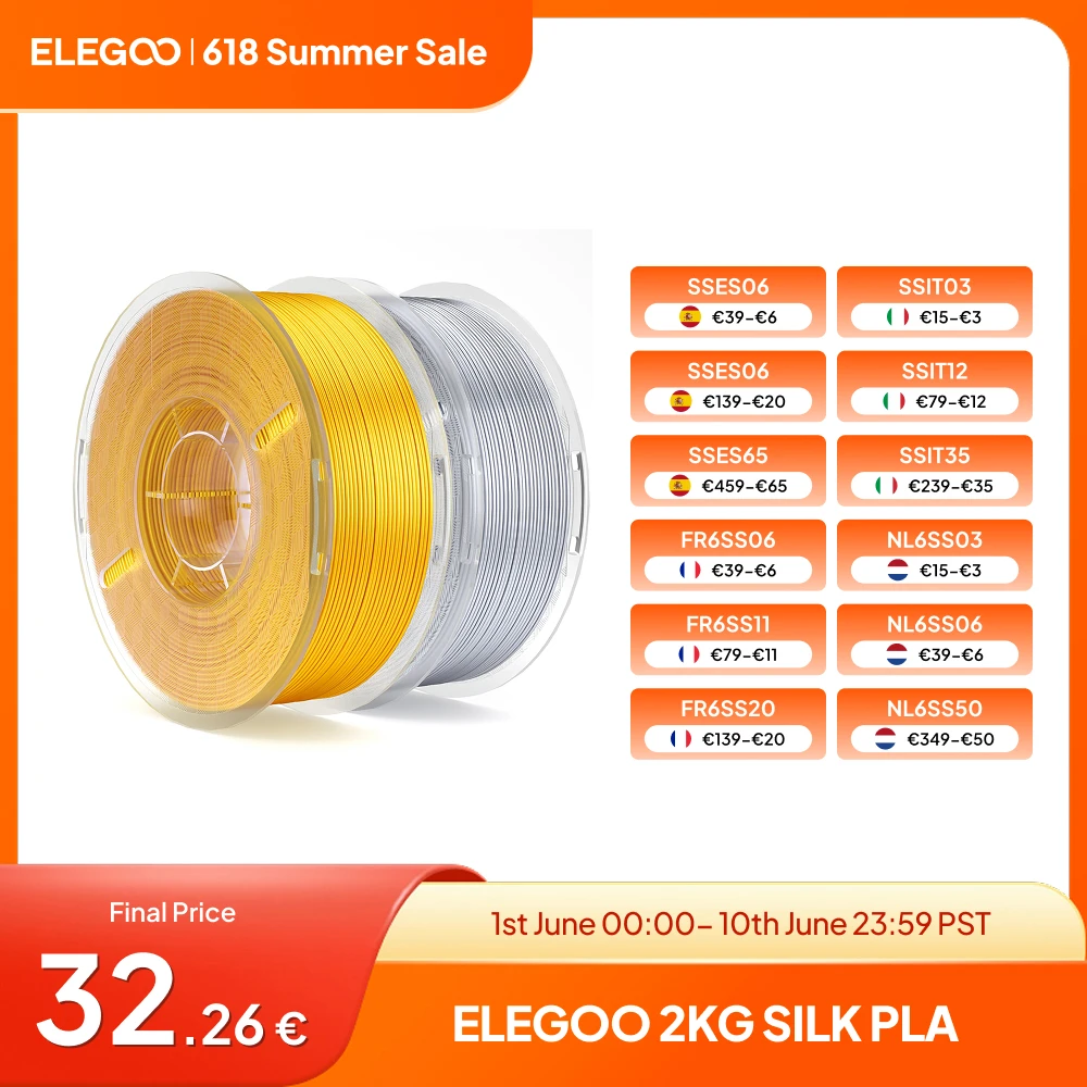Elegoo 2KG Silk Pla…