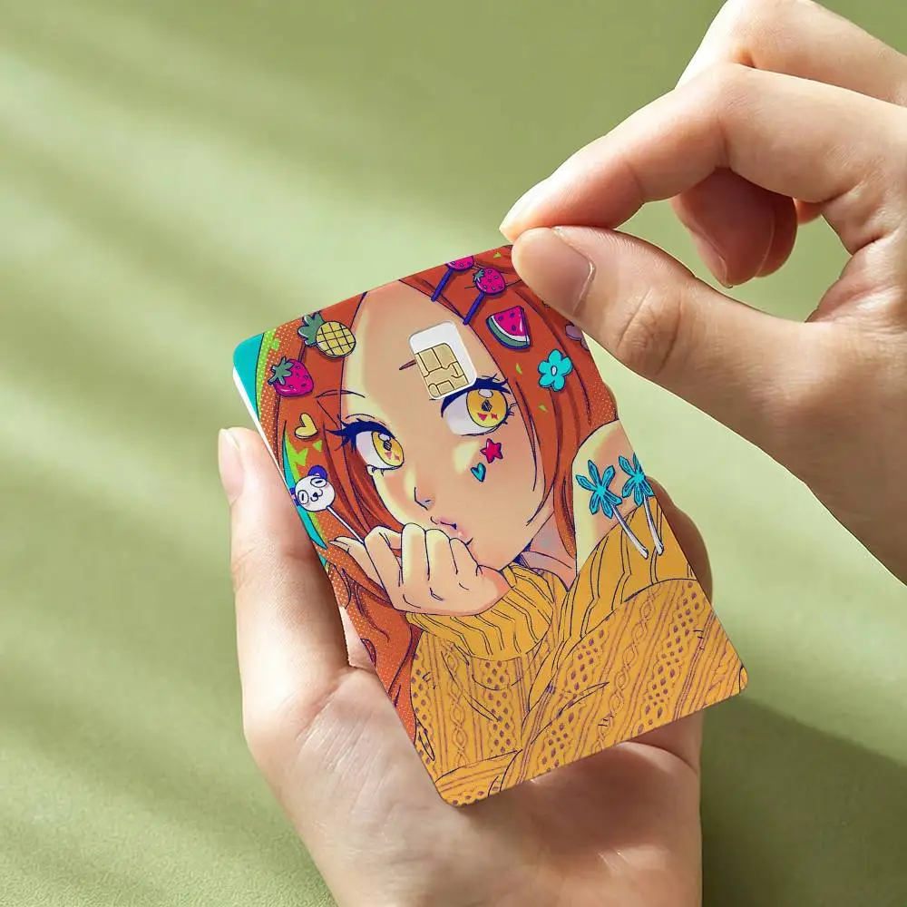 Cute BLEACH O-Orihime I-Inoue Anime 1Set 4Pcs Card Skin Stickers, Waterproof Decorative Film for Credit Debit Bank Bus IC Cards view 4