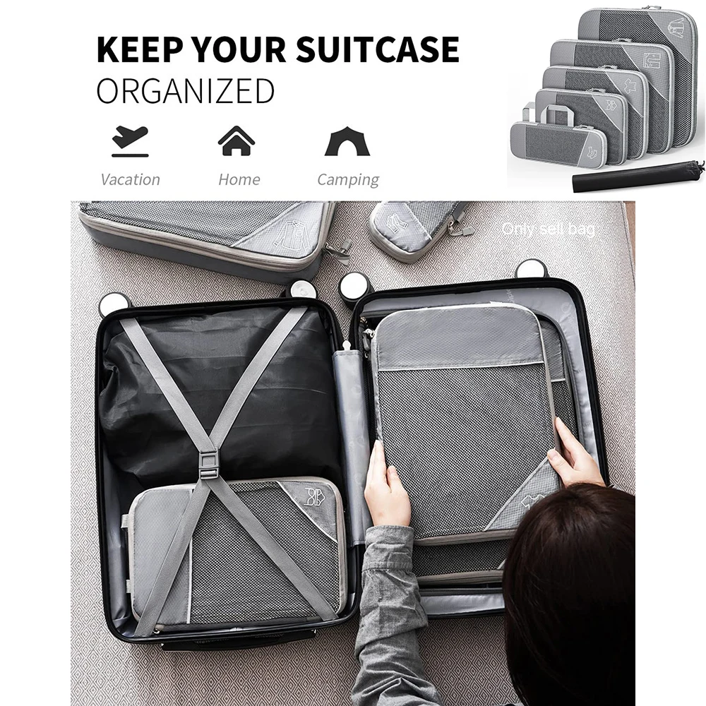 3Pcs/Set 6Pcs/Set Nylon Portable Compressible Mesh Bag Visual Travel Storage Set