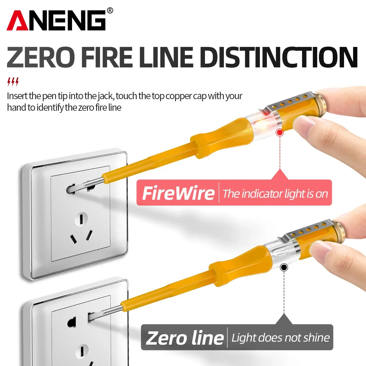 ANENG B07 Voltage Test Screwdriver 100-500V Neon Bulb Insulated PVC Shell Electrician Circuit Detection Maintenance Test Pen