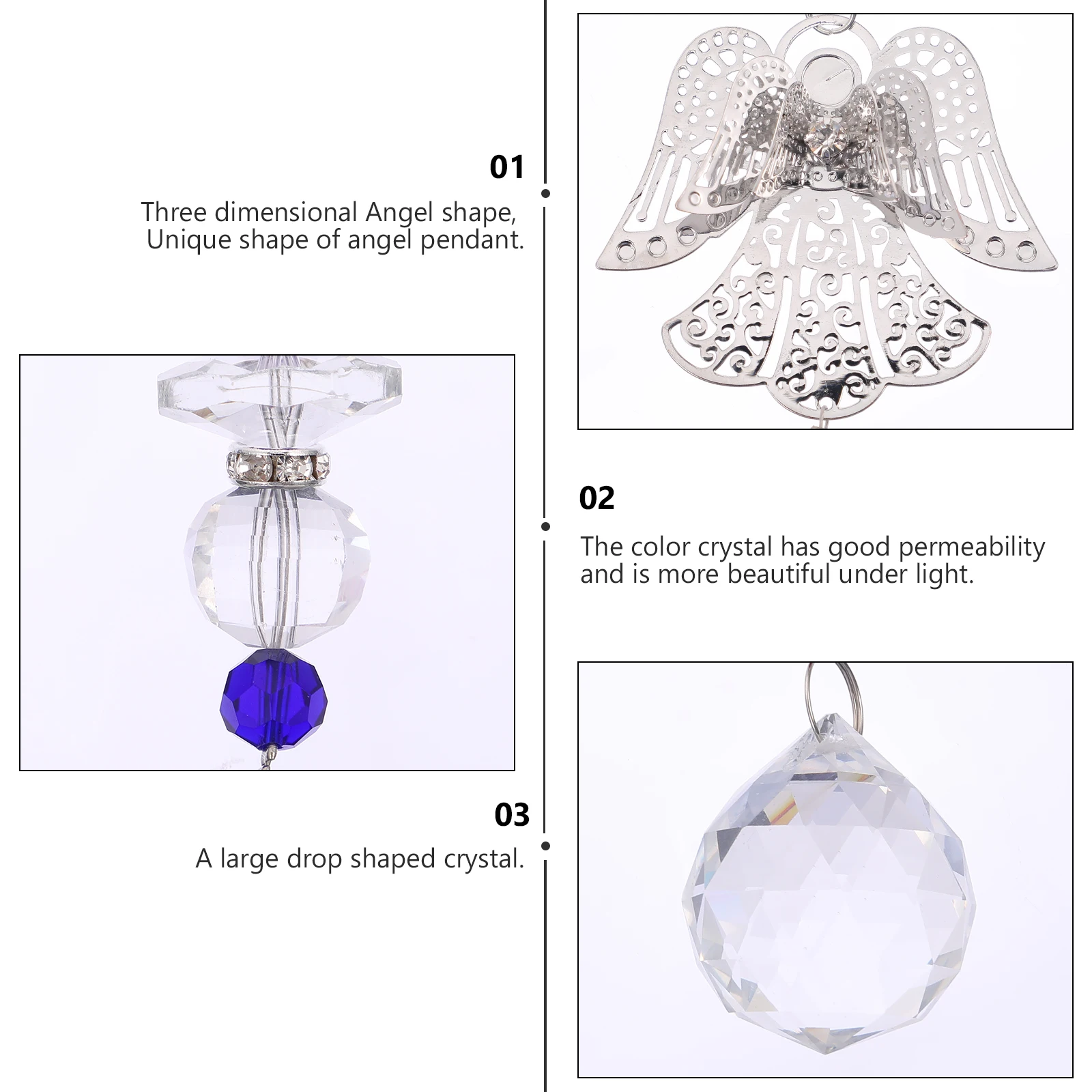 

2pcs Angel Crystal Pendants 14mm Blue Middle Hole Decorative naments for Lamp Hanging DIY Christmas Tree