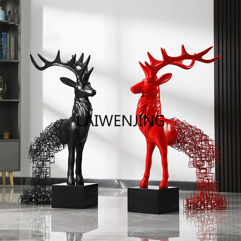 

SGF Large Abstract Elk Sculpture Ornament Creative Lucky Floor Art