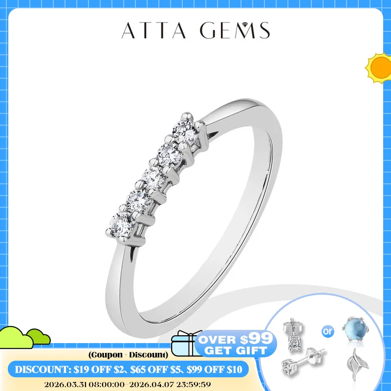 

ATTAGEMS 2mm Round Cut lab Diamond Ring Pure 10k 14K 18K Gold for Women Girl Anniversary Gift Simple Versatile Ring Fine Jewelry