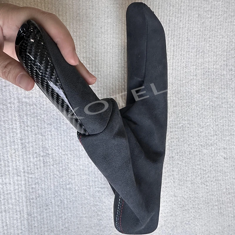 Alcantara Handbrake Handle with Carbon Fiber Gear Shift Knob Selector Trim For BMW F30 F31 F32 F33 F36 F80 F81 F82 F83 F84