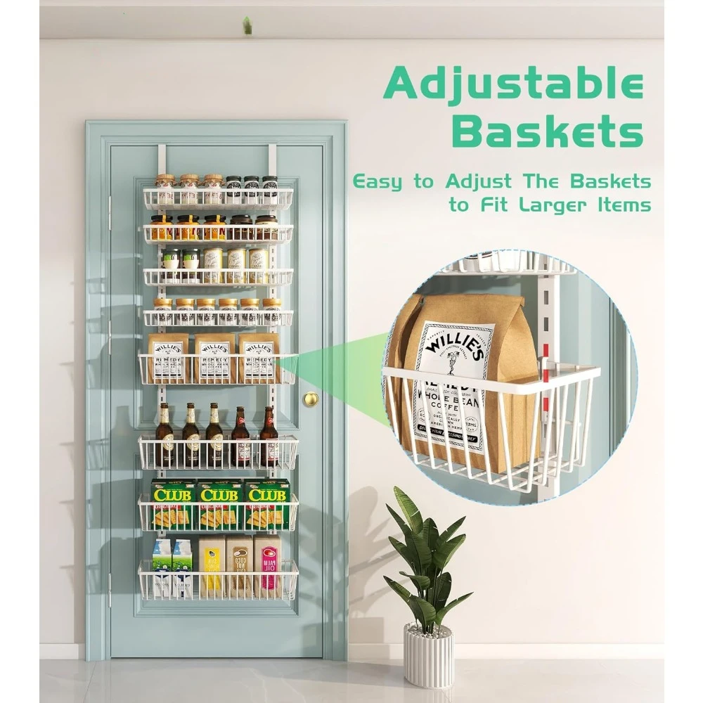 8-layer deep basket hanging heavy metal, wall spice rack, home and kitchen seasoning rack, laundry room bathroom,