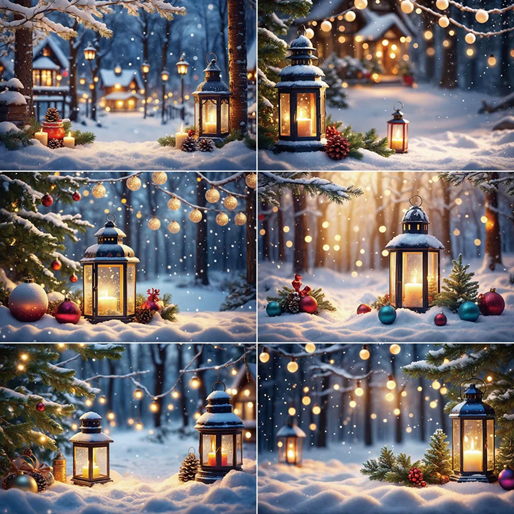 

MOON.QG Christmas Village Pine Background Photography 2024 News Snow Winter Outdoor Backdrop Child Studio Photocall Accessories