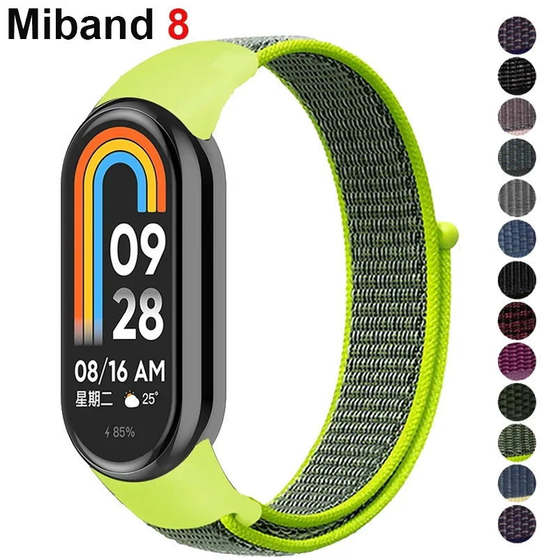 Nylon Loop Strap for Xiaomi Mi Band 8 Bracelet Adjustable Wristband Breathable Belt Correa for Mi Band 8 NFC Strap Accessories