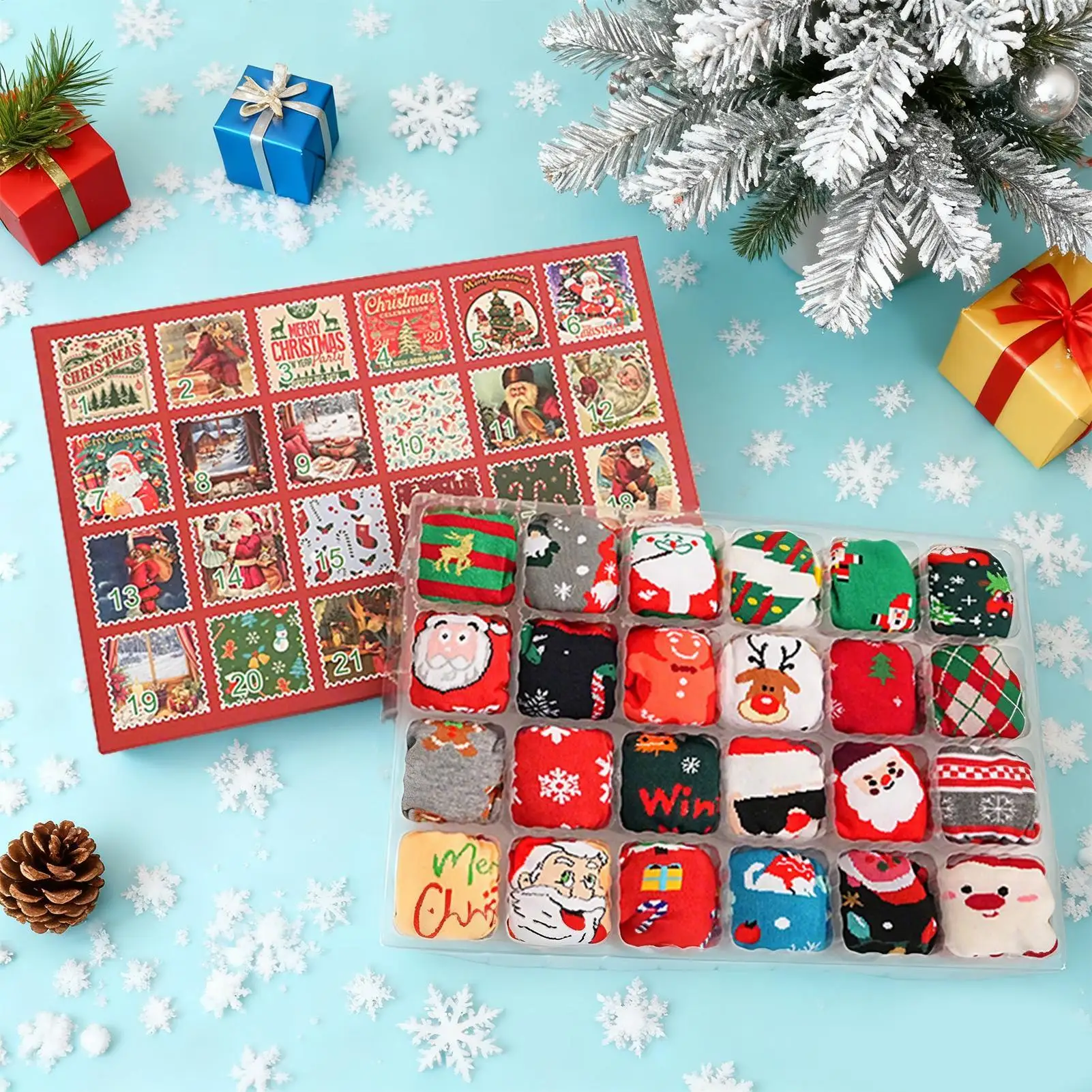 الجوارب تقويم القدوم للبالغين الرجال النساء 12 زوج من جوارب طاقم عيد الميلاد مضحك جورب العد التنازلي لعيد الميلاد 24 يومًا مفاجأة #3