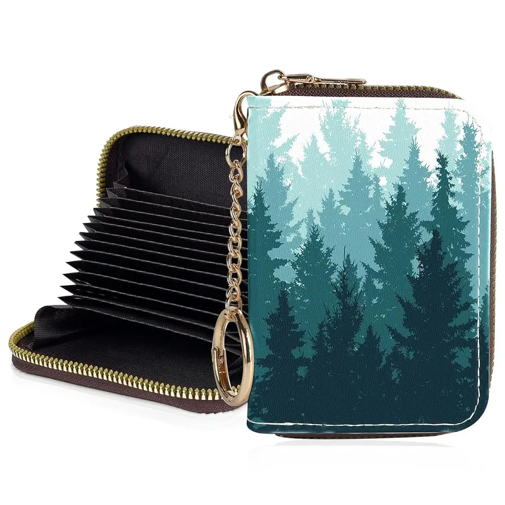 

Кошелек для кредитных карт для женщин, маленький RFID-кошелек с молнией и брелоком, милый кошелек-портмоне из искусственной кожи, кошелек-гармошка для кредитных карт.