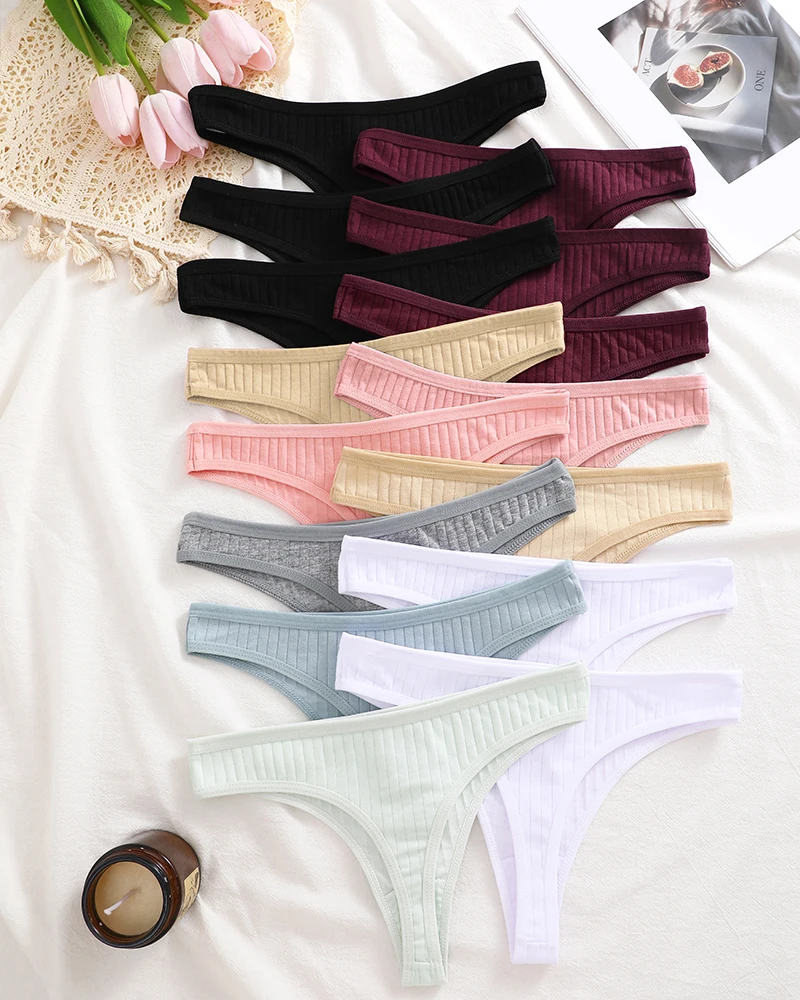 15Pcs Cotton Panties G-String Women Panties Sexy Underwear Female Lingerie Thong Briefs for Woman Solid Color Intimate Pantys