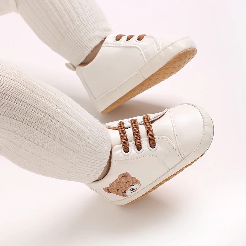 Frühlings- und Herbst-Babyschuhe, Lauflernschuhe, niedlicher Bär, 0-18 Monate, Babyschuhe, lässige, weiche Stoffsohle, weiße Schuhe, Sportschuhe – Detail 17