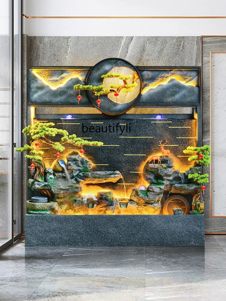 

Cy Large Floor Artificial Mountain and Fountain Living Room Water Curtain Wall Courtyard Fish Pond Landscape Decoration