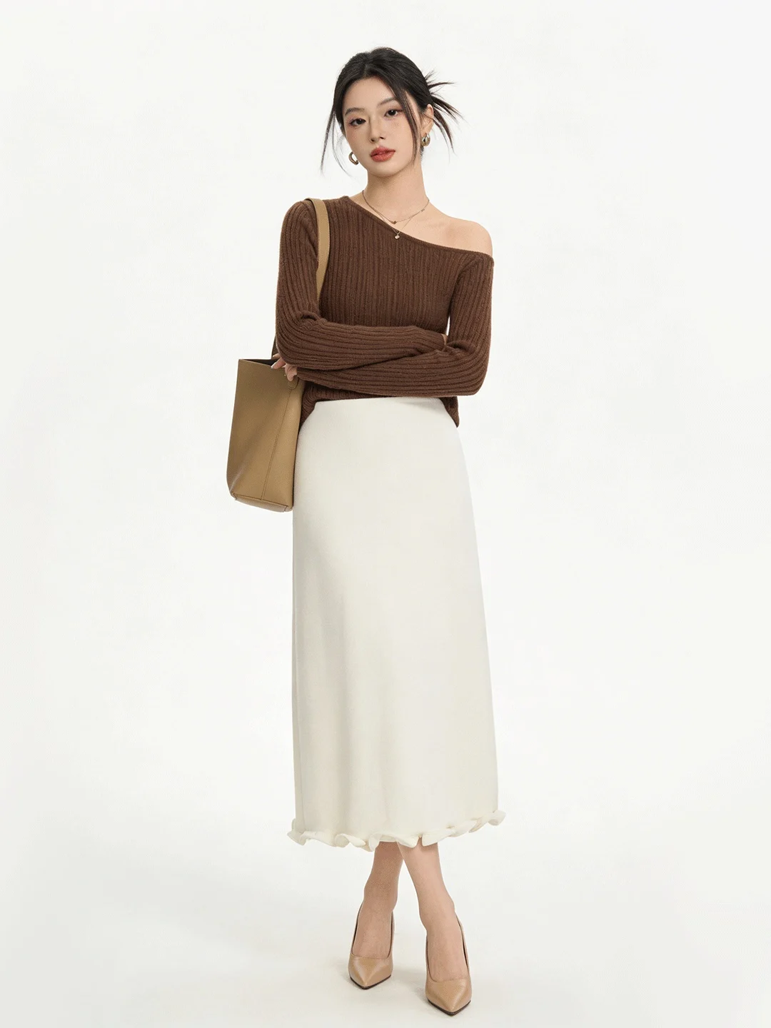 

Мягкая, приятная к телу шерстяная юбка А-силуэта с кружевными вставками, утепленная, в стиле ретро, с высокой талией, для повседневной носки, корейская женская юбка