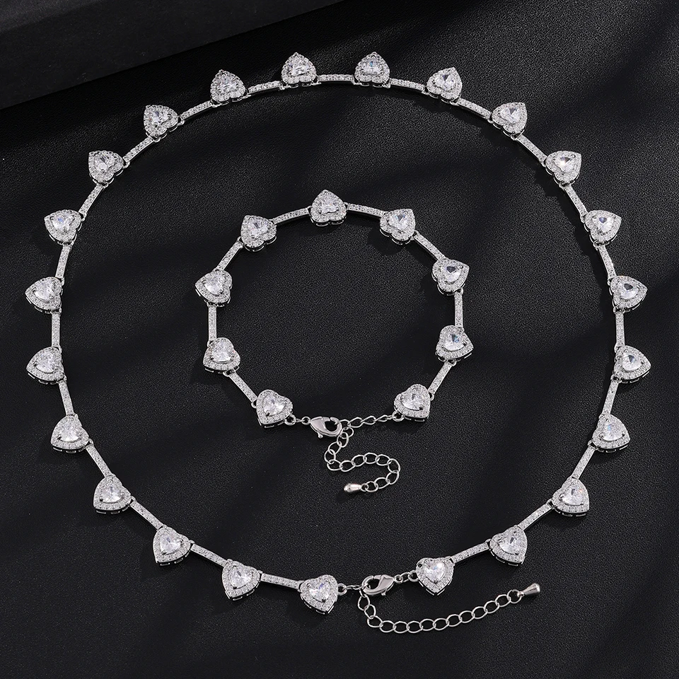 ZAKOL Hip-Hop-Mode-Set mit Regenbogen-Herz-CZ-Tennis-Armband und Halskette, vollständig mit AAA-Kubikzirkonia besetzt, Hip-Hop-Schmuck für Damen – Detail 4