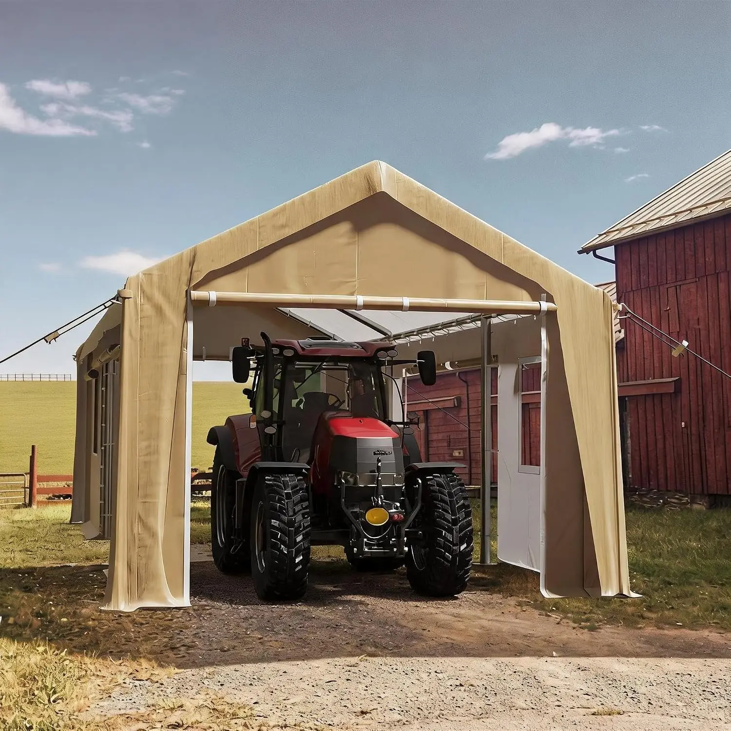 Heavy Duty 10x20 Carport & Portable Garage, Outdoor Vehicle Shelter, Weatherproof, Customized