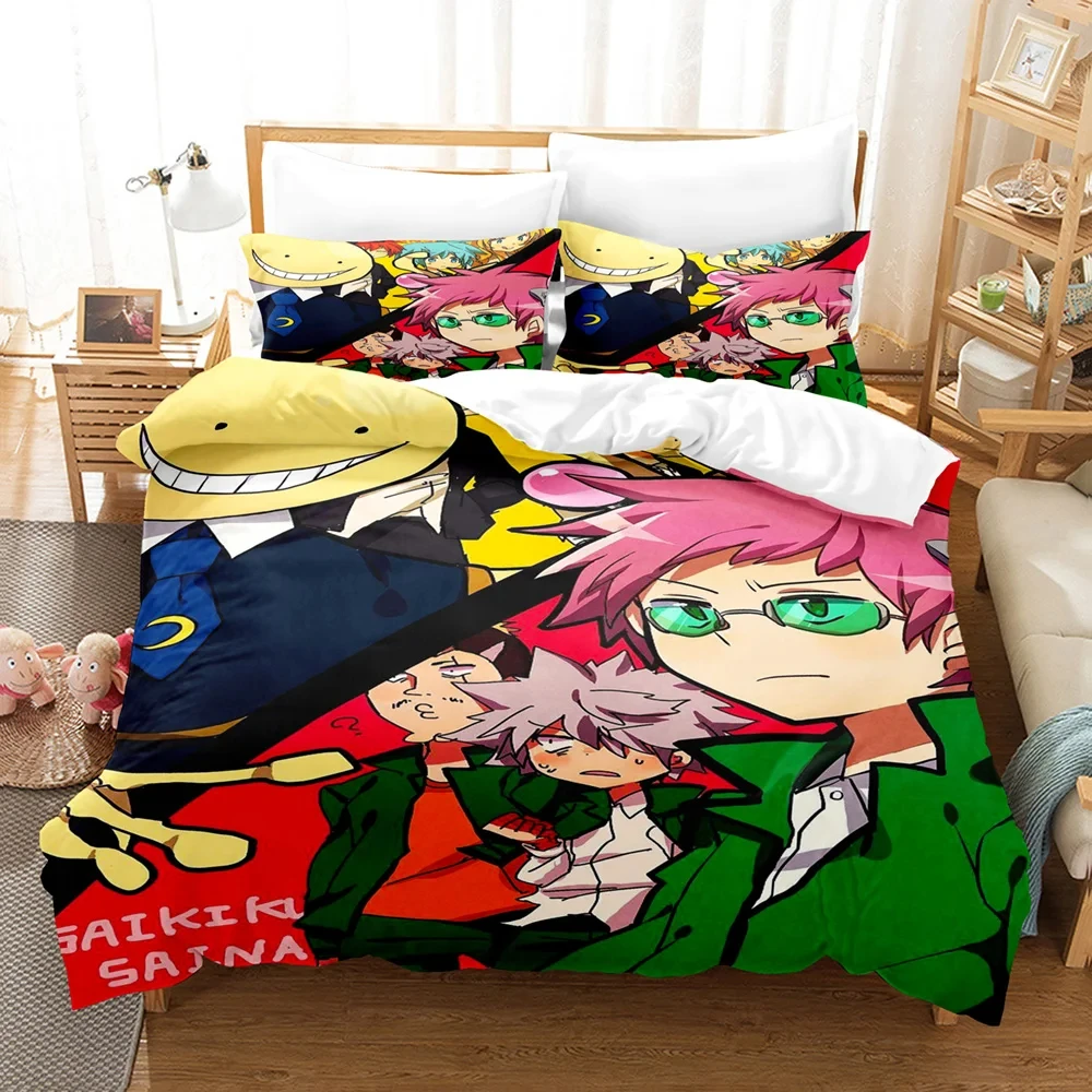 Anime Disastrous Life Of Saiki K Bedding Set,Duvet Cover Bed Set Quilt Cover Pillowcase,King Queen Twin Size Boys Girls Adults