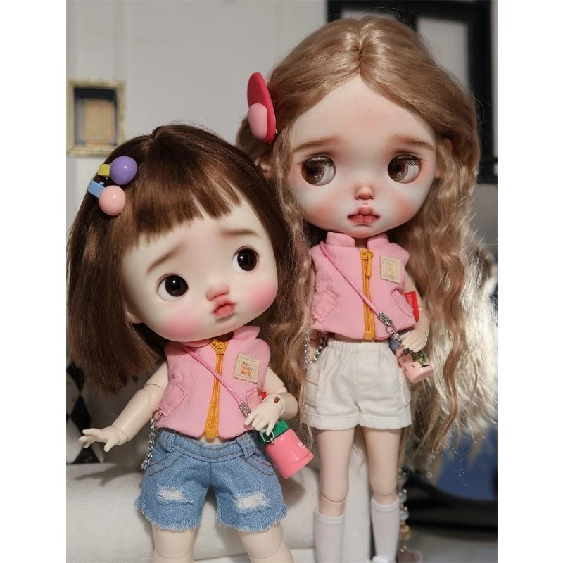Quilted Padded Vest Doll Clothes Korean Style Sleeveless Waistcoat Clothes Model for 1/6 BJD OB24 Body Blythe Doll Decor
