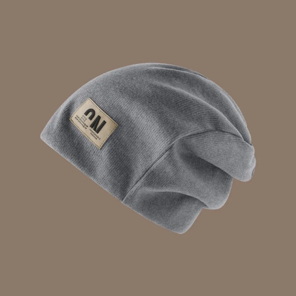 

Fashion Thickened Fleece Knit Beanies Coldproof Korean Style Letter Pullover Hats Baggy High Quality Plush Beanies Hats Autumn