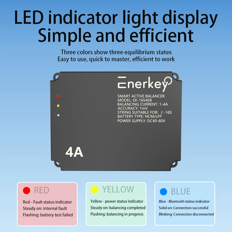 Enerkey Najnowszy Inteligentny Aktywny Balanser 16S 4A, Wyrównywacz 3S 4S 5S 6S 7S 8S 9S 10S 12S 14S 16S do Baterii LiFePO4 / Li-ion — zdjęcie produktu 5