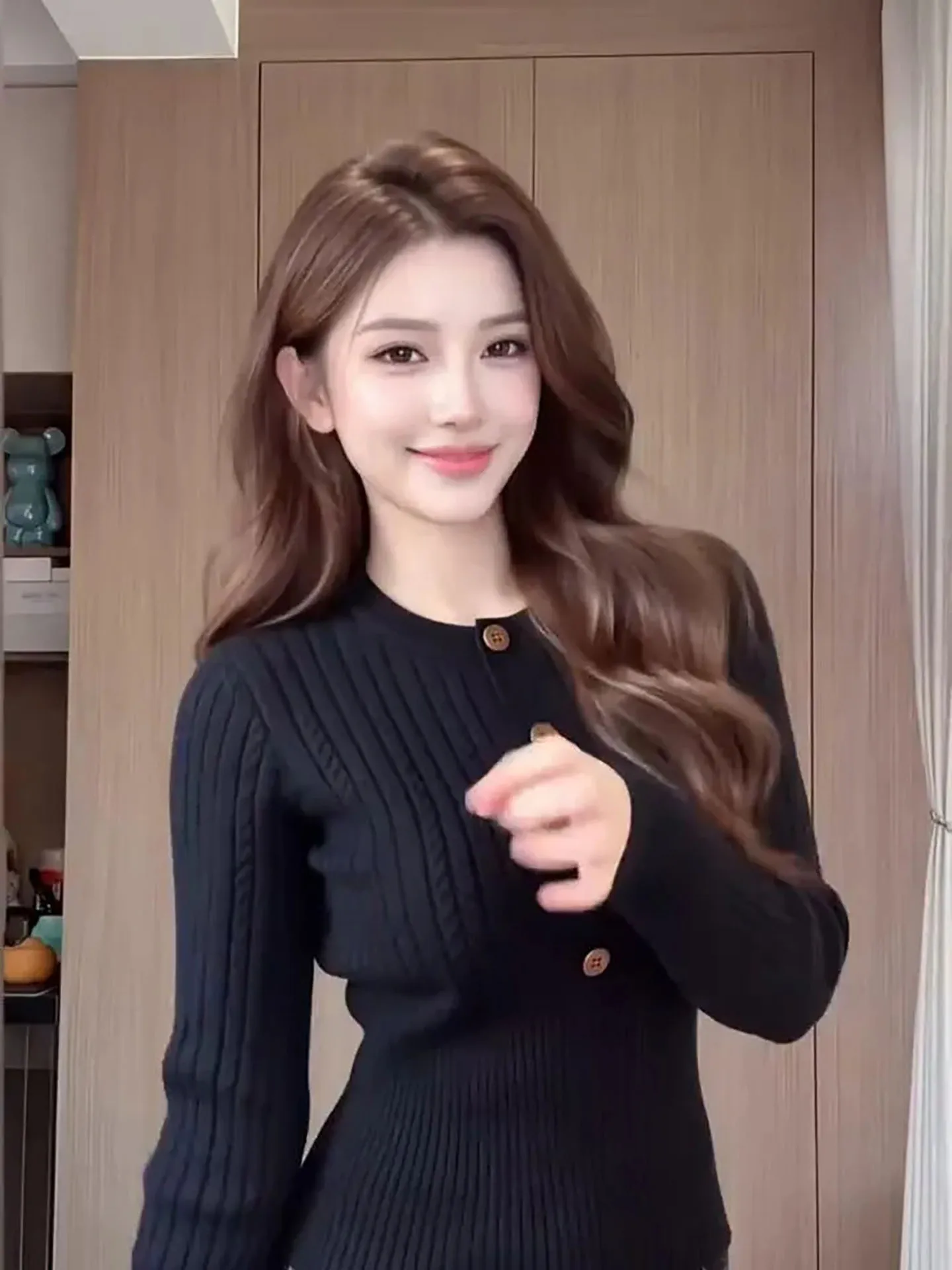 

Bla Sexy Girl Knitted Sweater Women's Slim Fit Waist Cinching Faionable Versatile Commute Long Sve round Ne Sweater