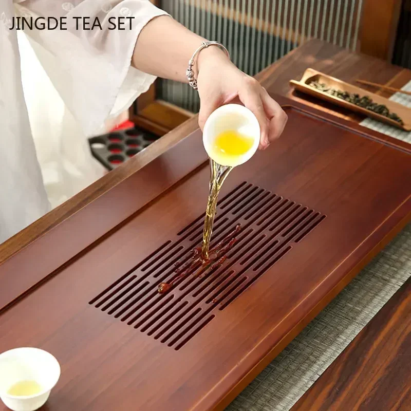 High Quality Bamboo Tea Tray Household Drawer Water Storage Drainage Tray Chinese Tea Set Supplies Tradition Teaware Tea Table