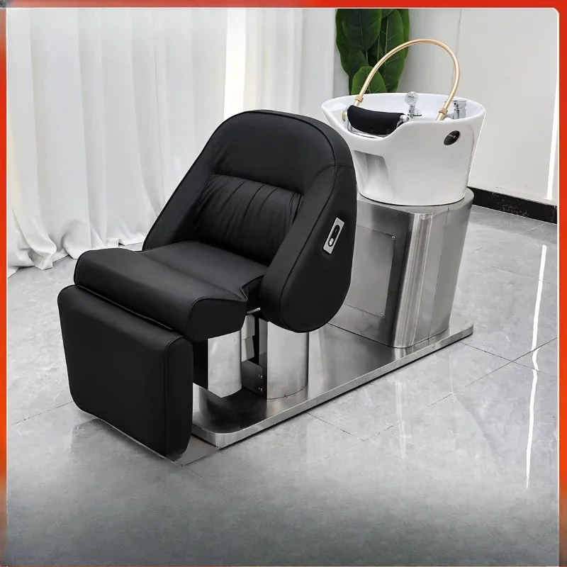 

Electric ceramic shampoo bed Lifting half lying down Adjustable multi-functional head treatment bed Barber shop
