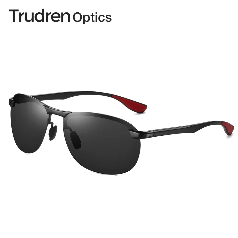 Wholesale Trudren Men's Sporty Metal Sunglasses for Camping Semi-rimless Oval Polarized Driving Glasses with Aluminum Arms 1708