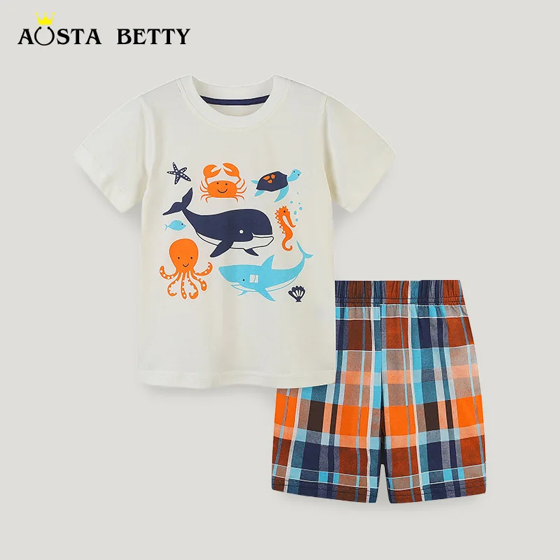 

Summer New Children's Clothing Short Sleeve T-shirt Set Cartoon Printed Boy Shorts Two Sets