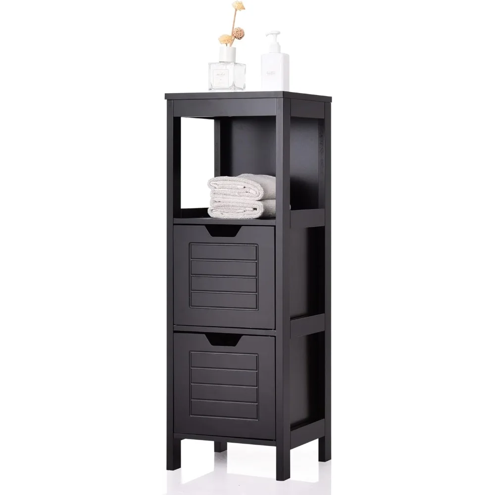 

Bathroom Floor Cabinet, Wooden Side Storage Cabinet with Two Removable Drawers for Flexible Storing, Suitable for Bathroom, Liv