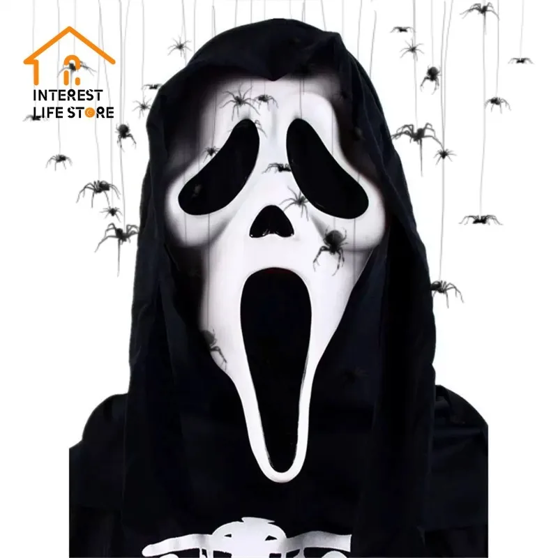 

Hot Halloween Scream Ghostface Mask Horror Full Head Mask Prank Cosplay Costume Scary Movie Latex Prop Home Decor Party Supplies