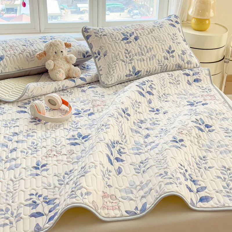 Summer Cartoon Cooling Latex Mat Set Soft Skin-Friendly Sleeping Pad with Pillowcase Class-A Naked Sleep Air Conditioner Cushion