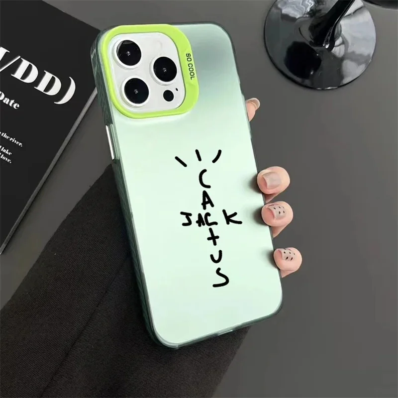 الفاخرة شارع سكيت الصبار الهيب هوب للصدمات جراب هاتف آيفون 16 15 14 13 12 11 برو ماكس ترافيس سكوت عدسة حماية