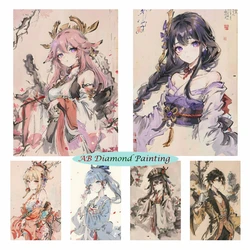 Genshin Impact Cross Stitch Kits 5D AB Diamond Painting Anime Game Cartoon Chinese Style Mosaic Embroidery Set Home Decor Gift