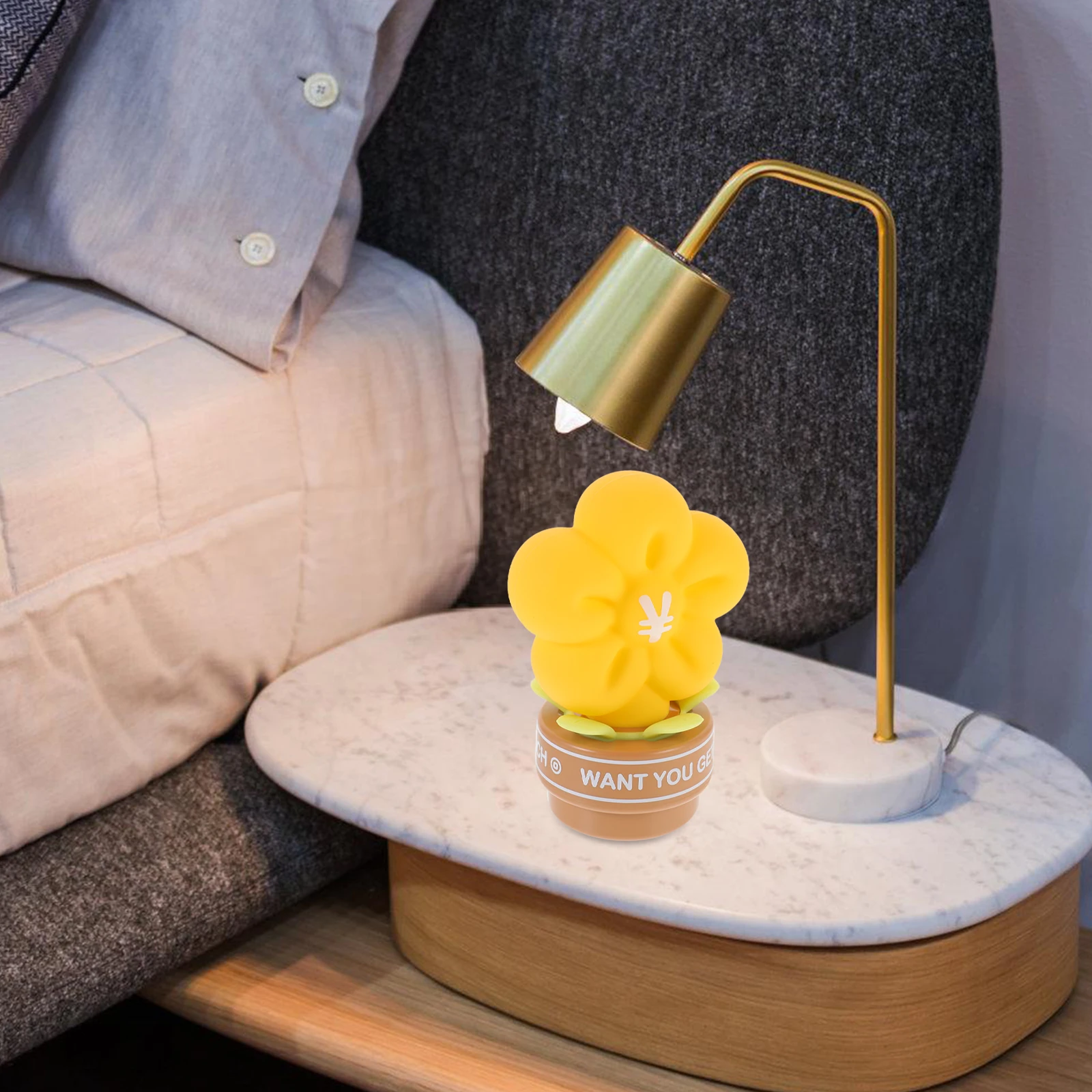 

Silicone Ambient Light Rechargeable Night Lamp for Bedroom Study Dorm Cartoon Flower Design Safe Convenient Unique Decor Gentle