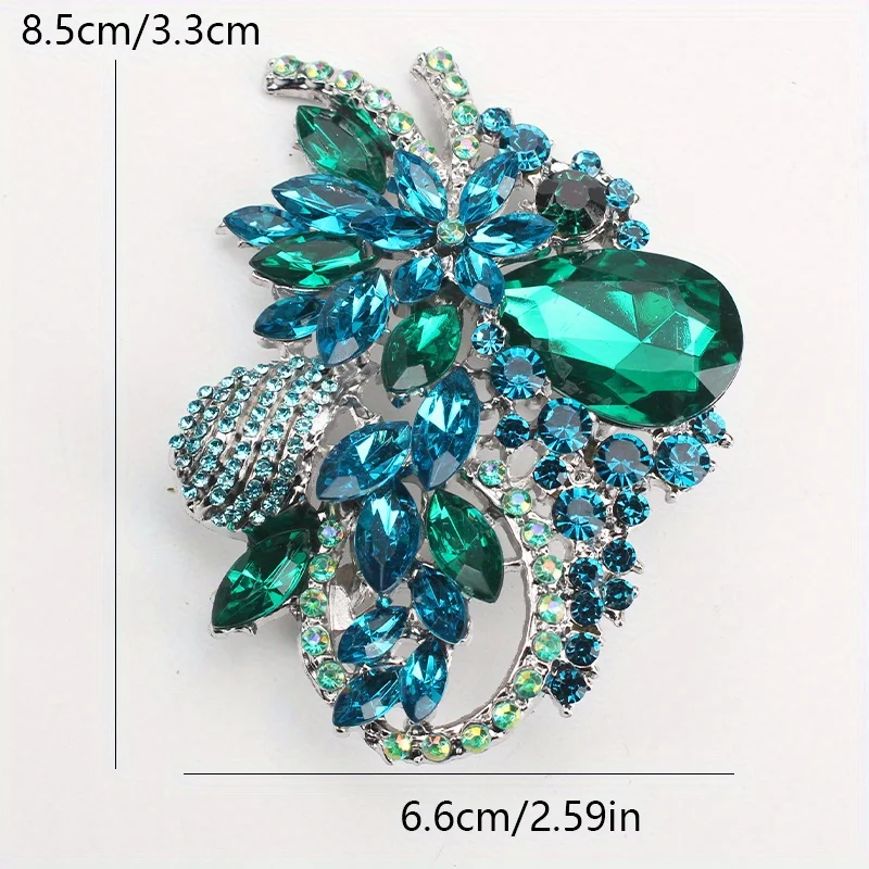 تصميم عصري مليء بالألماس والزهور والألماس بروش فاخر للجو الشخصي #4