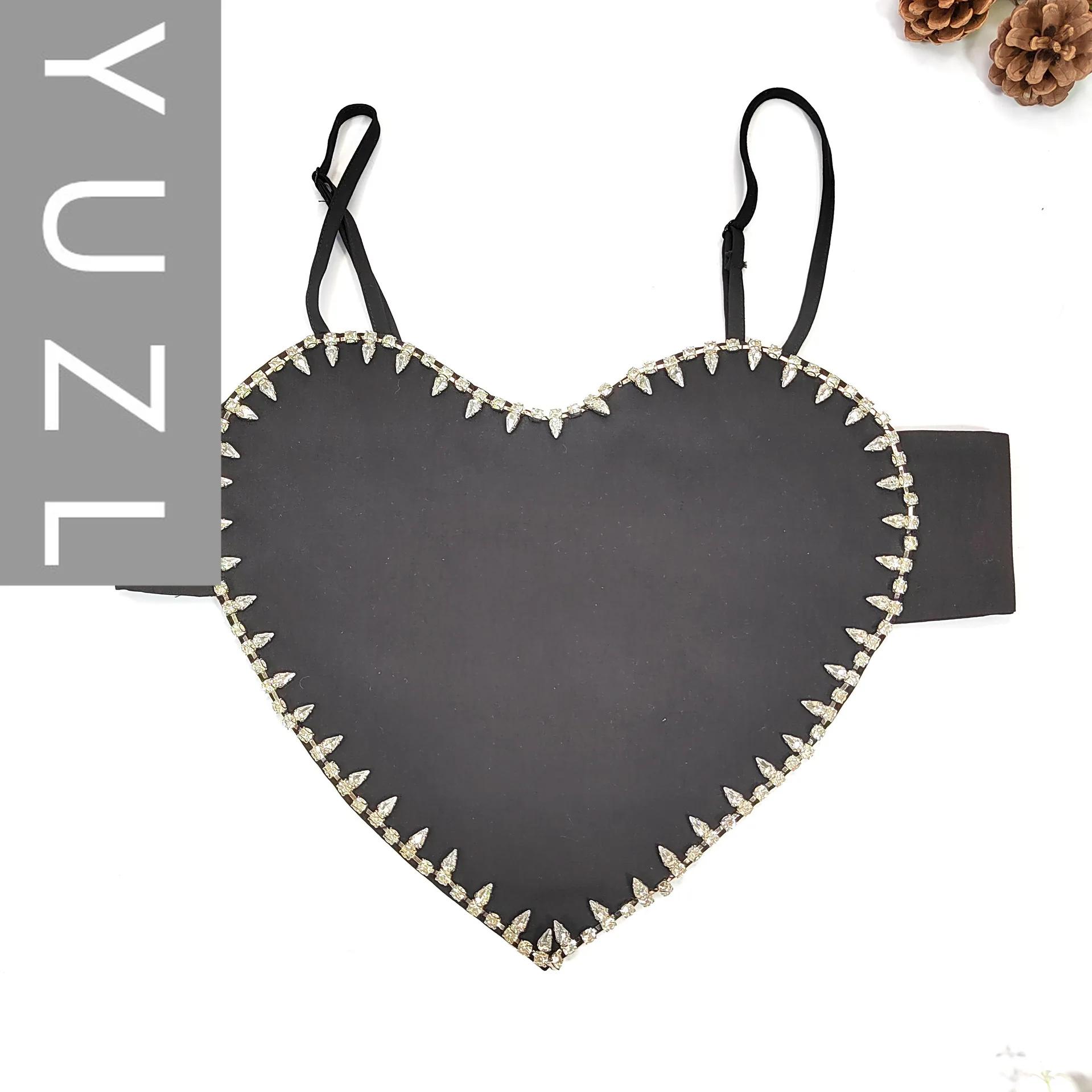 

2025 new model, love belly pocket type rhinestone beads sling, wearing a tube top inside a small suit, backless, pure desire nig