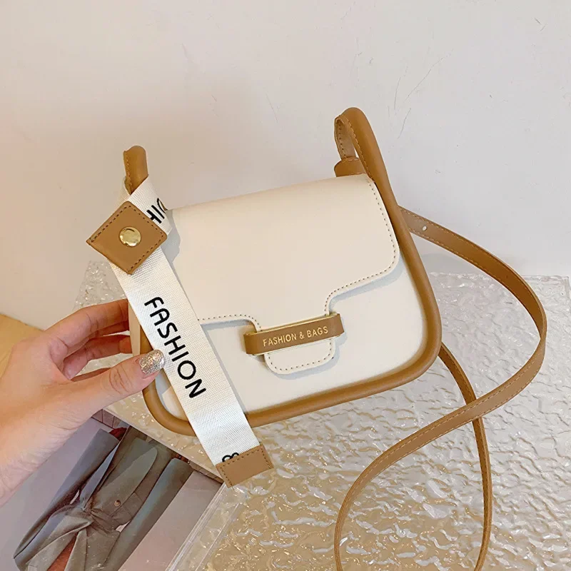 Contrasting Saddle Crossbody Bag Women's Fashion Retro Designer Luxury Shoulder Bag Niche Luxury Versatile Female Shoulder Bag