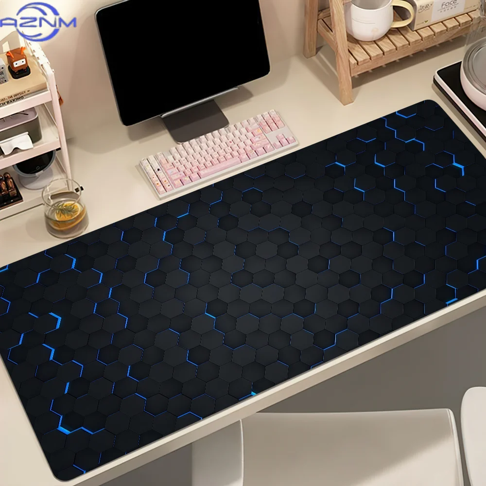 Geometric Honeycomb  Hexagon Blue Gradient Non-slip Thickened MousePad Student Gaming Cushion Large Writing Lockedge Office
