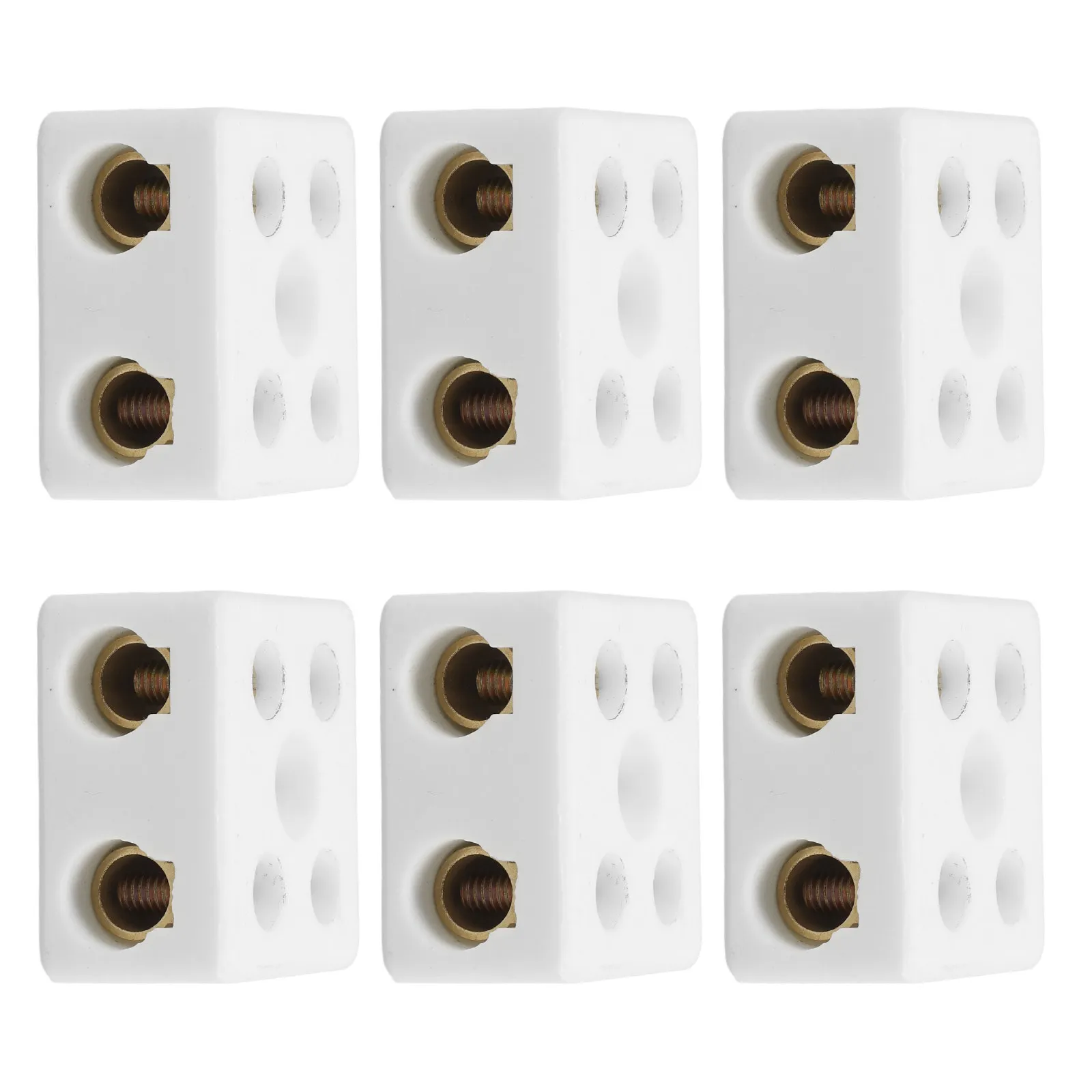 6Pcs Dual Row Ceramic Terminal Blocks High Temp Porcelain Connectors 5 Hole 2 Position Electrical Wire Terminal Connectors