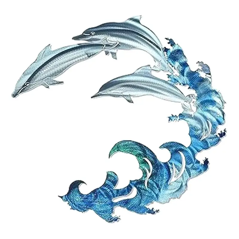 ac76-メタルドルフィンスプレー壁飾り-ドルフィンウォールアートデコレーション-水槽オーシャンウォールデコレーション-ホーム用-b