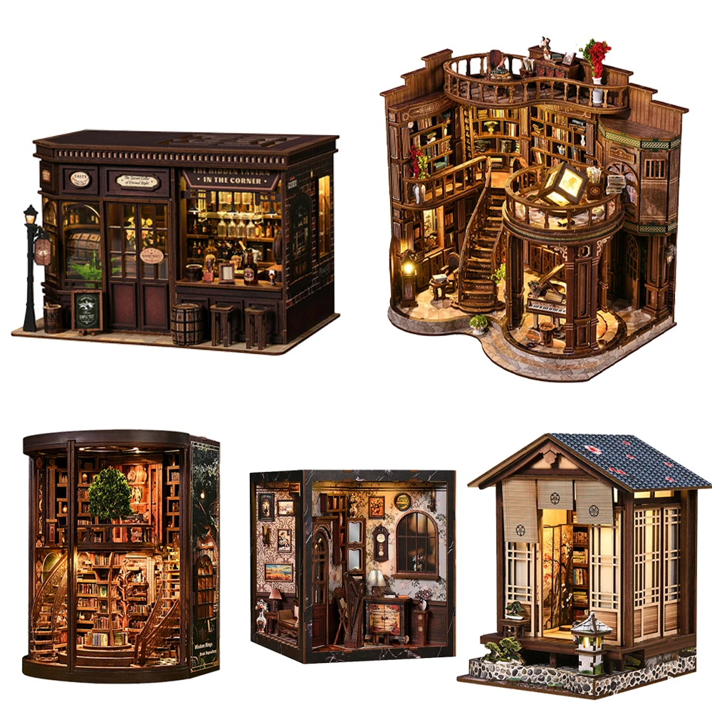 

DIY деревянный книжный уголок, набор вставок, 3D деревянная головоломка, набор для рукоделия, строительные игрушки, подставки для книг, декор для книжной полки, игрушки для детей, подарок на день рождения