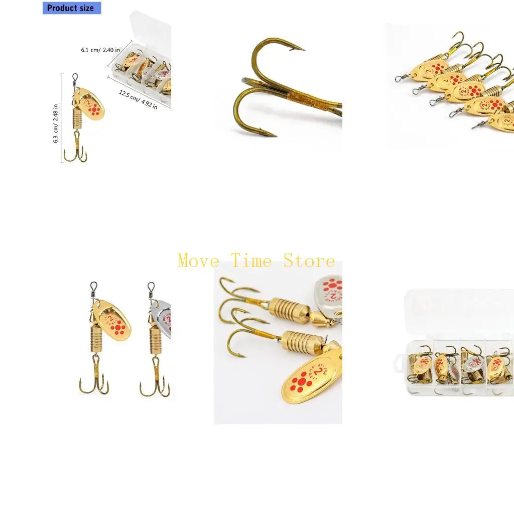 92ME 10Pcs Spinner Baits Set Trout Fishing Lures Treble Hook Sequins Baits with Box