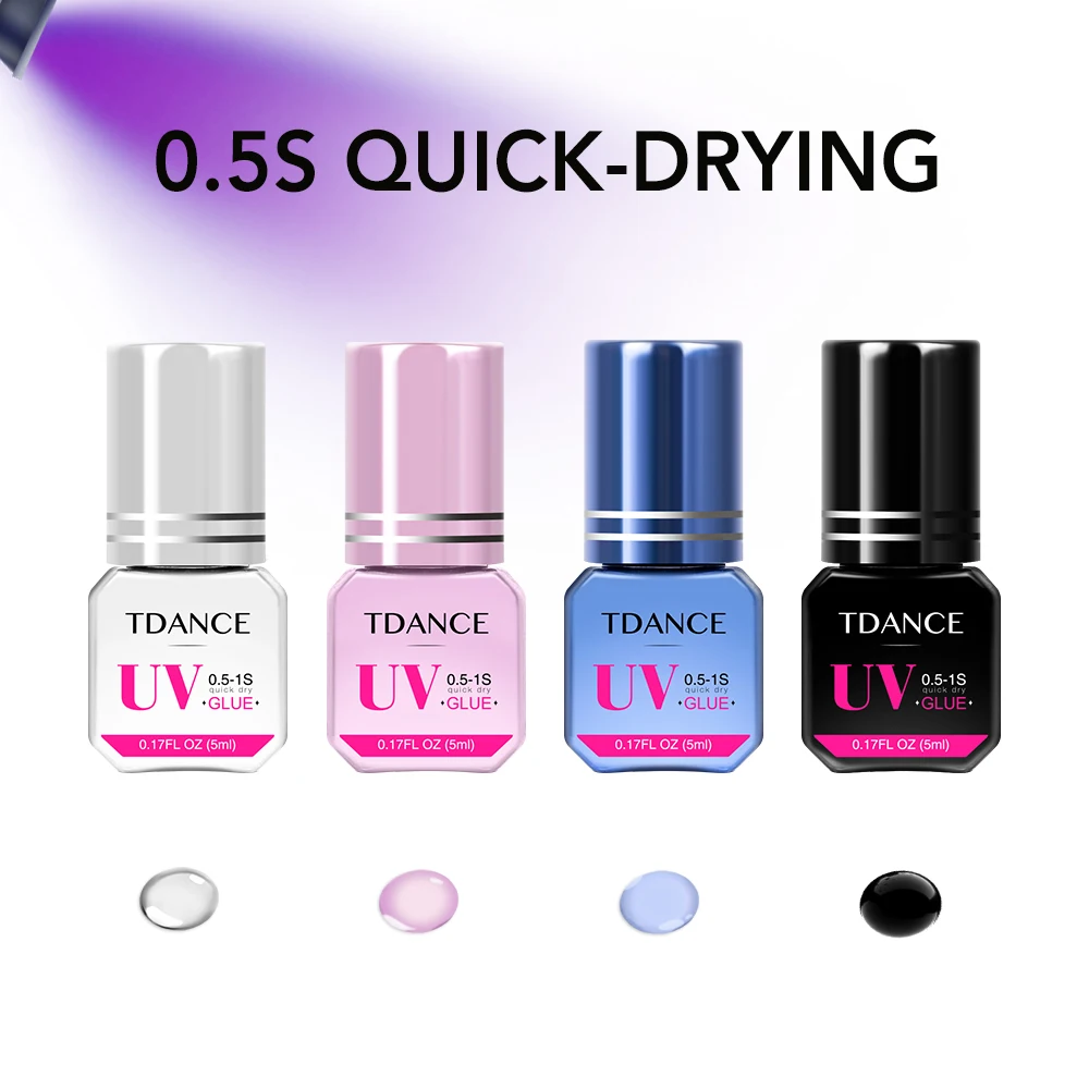 TDANCE UV-Klebezubehör, 0,5 S-1 S, schnell trocknend, transparent, schwarz, lila, blau, UV-Klebstoff, Make-up-Werkzeug, stärkster, schnellster Kleber – Detail 1