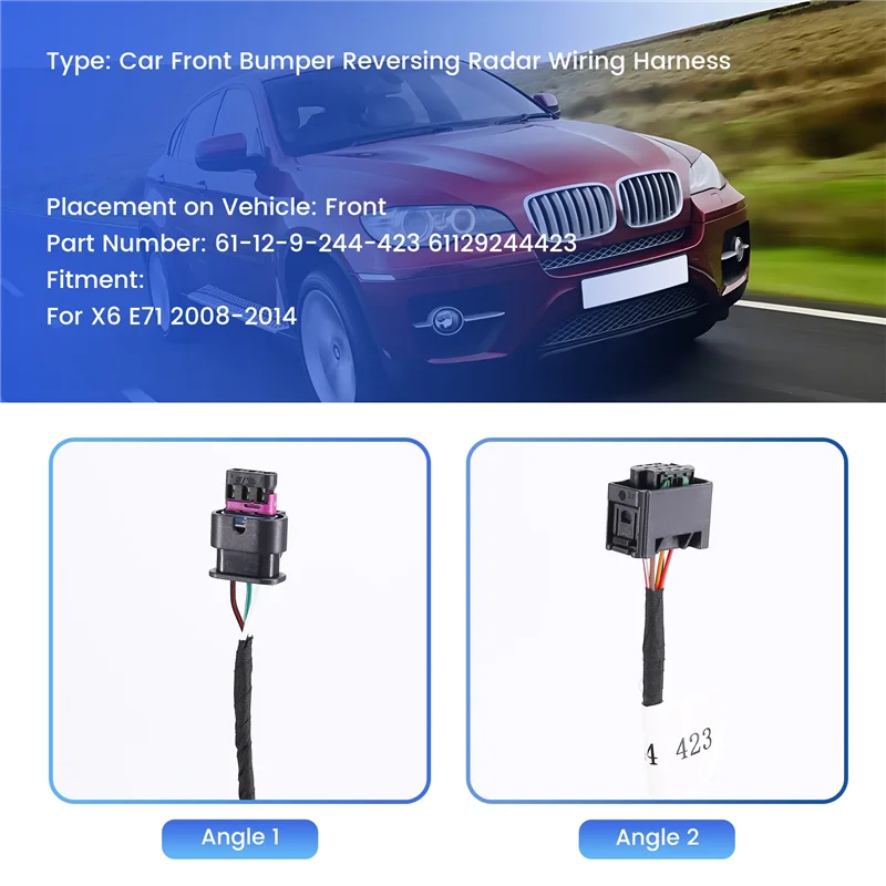 A03Z-61129244423 Car Front Bumper PDC Harness Reversing Radar Wiring For BMW X6 E71 2008-2014 Parking Sensor Wiring Harness