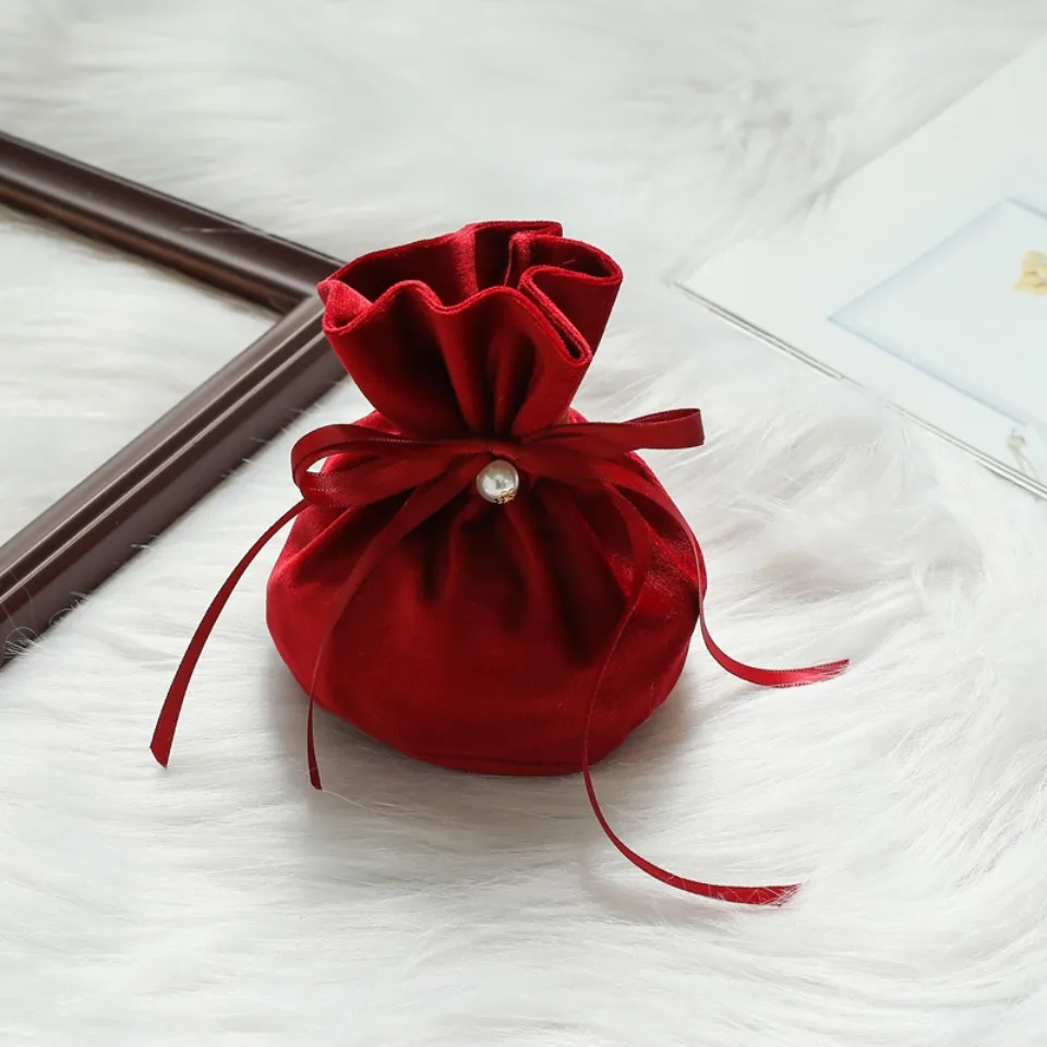 10/30/50 Stück Samtbeutel mit Kordelzug, grünes Band, Aufbewahrungsbeutel für Hochzeit, Party, Süßigkeiten, Geschenkverpackung, Heimbedarf – Detail 5