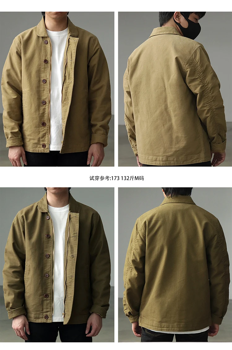 0602 # frühjahr und Herbst Neue Amerikanischen Retro Verdickt Casual Deck Jacke Männer der Mode 100% Baumwolle Gewaschen Alte Lose fracht Mantel – Detail 5