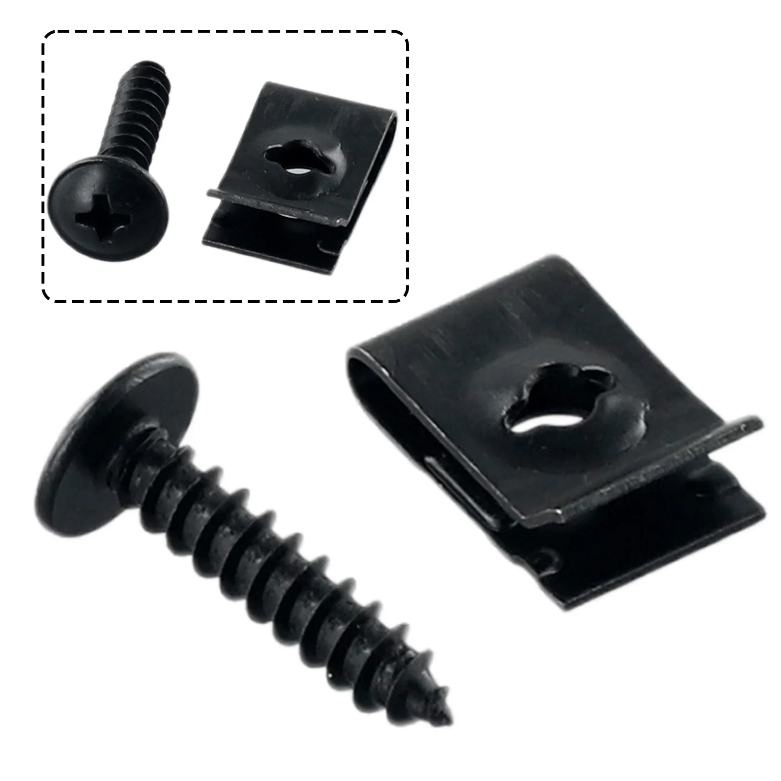 

20 Set Metal U-Type Clip With Screw Car Bumper Fender-Trim Panel Fasteners Black-Parts Accessories Car Truck Parts